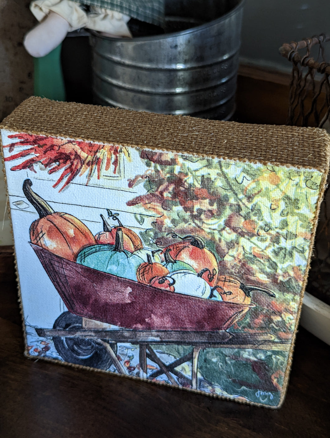 Art canvas, Barrel Full of Pumpkins